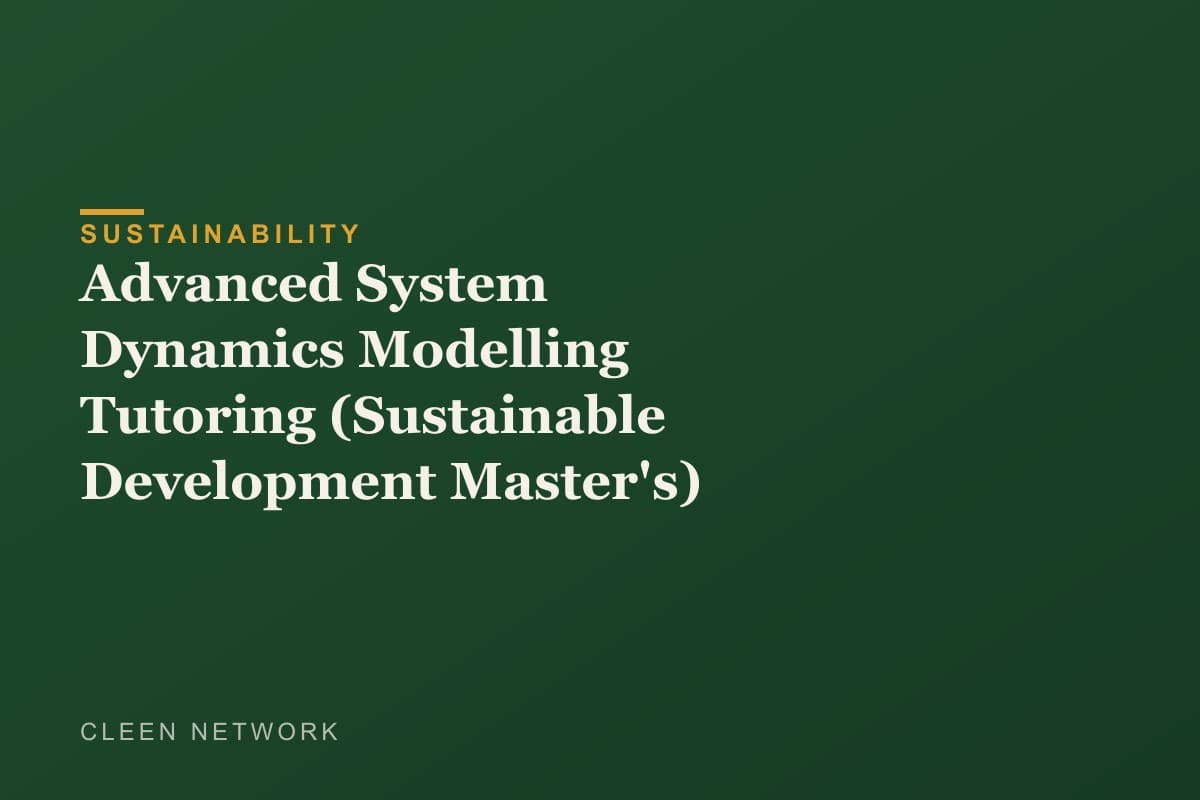 Advanced System Dynamics Modelling Tutoring (Sustainable Development Master's)